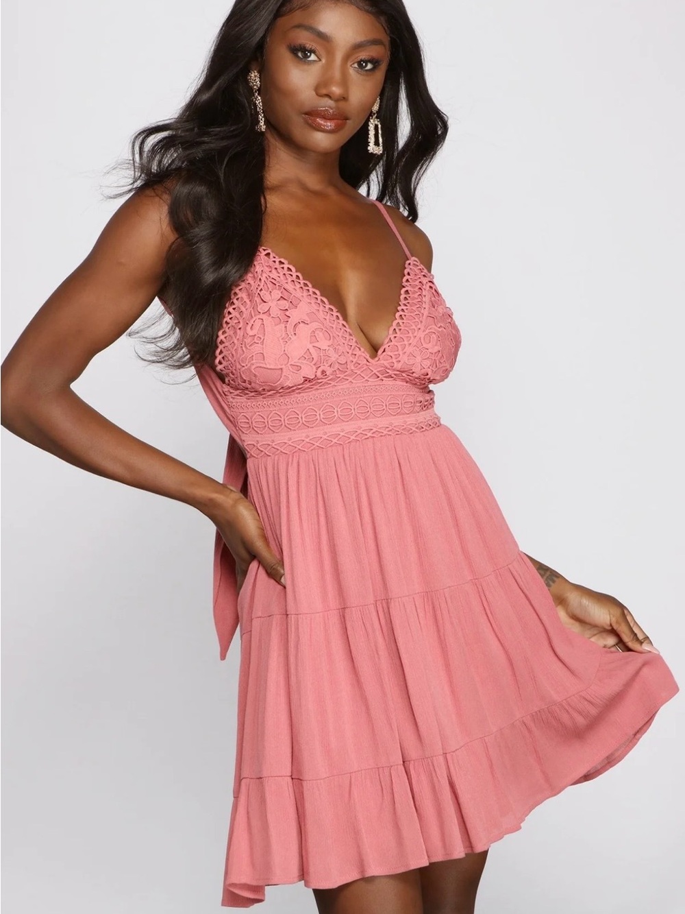 NWT Windsor Casual Cutie Linen Skater Dress Size M Mauve Coquette Balletcore
